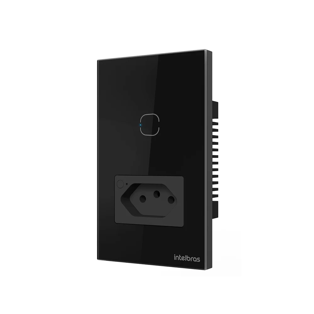 Imagem 2 de 5 do produto Tomada Com Interruptor Inteligente Wi-fi Touch Preto Etw 1011 Intelbras
