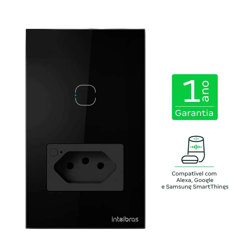 Imagem 4 de 5 do produto Tomada Com Interruptor Inteligente Wi-fi Touch Preto Etw 1011 Intelbras