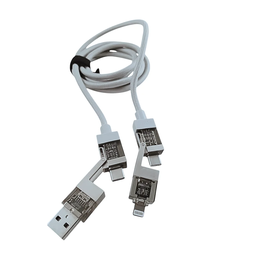 Imagem 3 de 5 do produto Cabo De Dados 4 Em 1 (usb/tpc/lightning ) Pd 27w / 240w De 1,20 Metros Eletromex El-3140