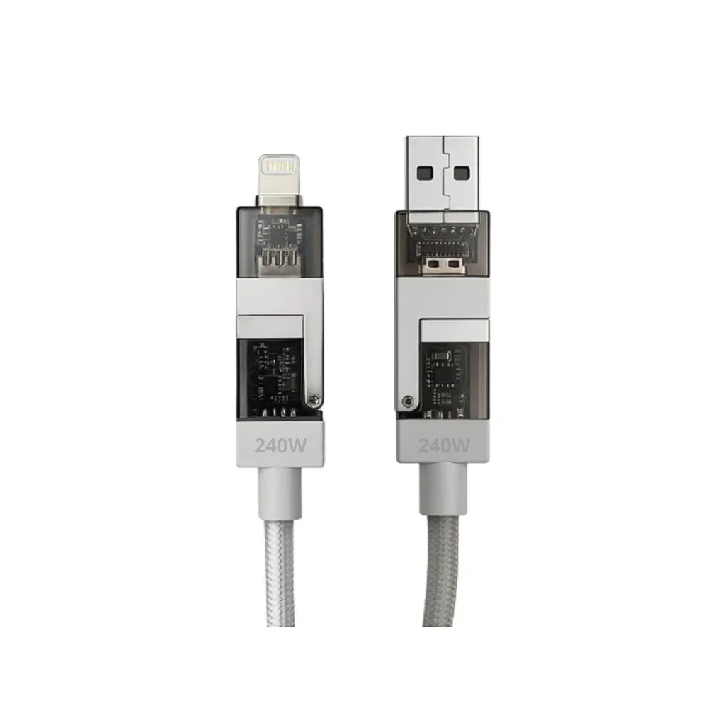 Imagem 4 de 5 do produto Cabo De Dados 4 Em 1 (usb/tpc/lightning ) Pd 27w / 240w De 1,20 Metros Eletromex El-3140