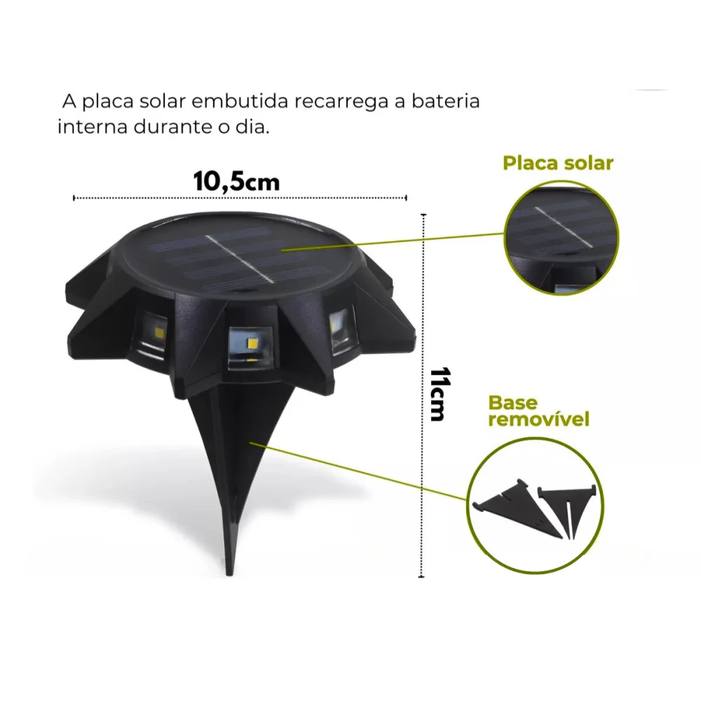 Imagem 4 de 5 do produto Luminária Solar De Piso E Parede Com LED Quente 8 LEDs Altomex Al-b1323