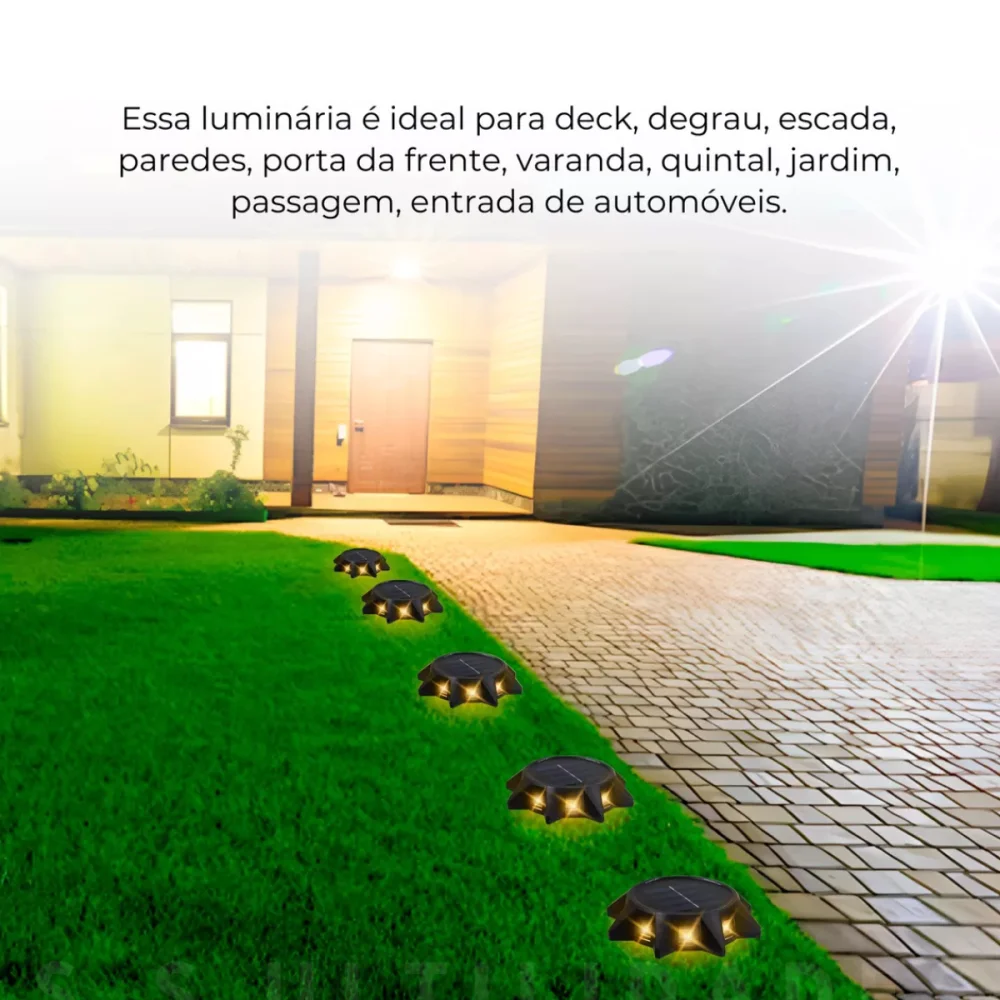 Imagem 5 de 5 do produto Luminária Solar De Piso E Parede Com LED Quente 8 LEDs Altomex Al-b1323