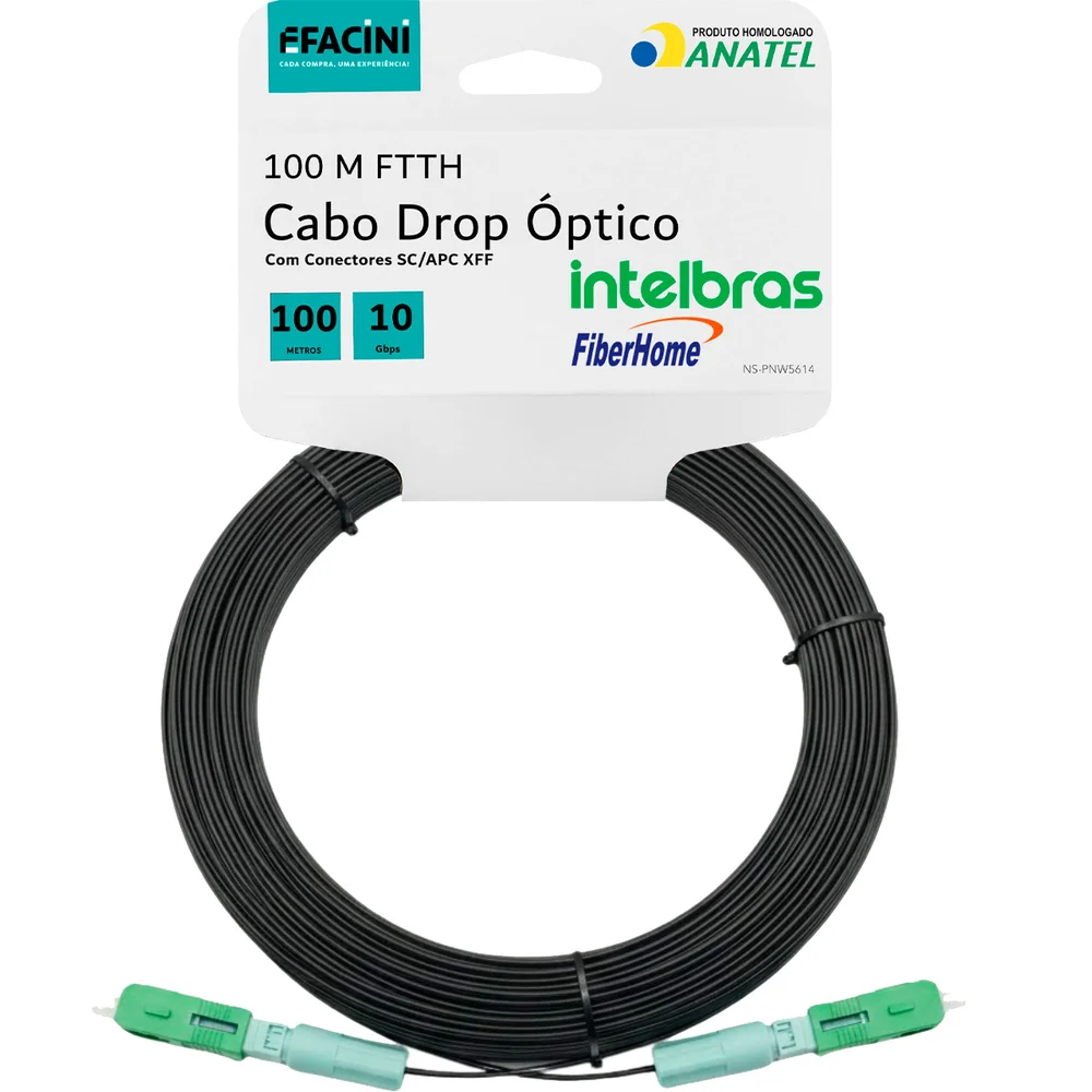 Cabo De Fibra Óptica Drop 100 Metros Montado Sc/Apc eFacini