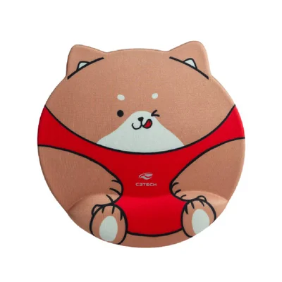 Mouse Pad C3tech Mp-500rd Ergonômico Gato Vermelho C/ Apoio Gel