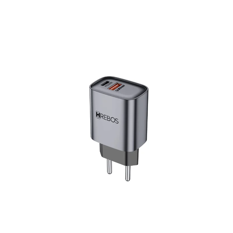 Imagem 2 de 5 do produto Kit Carregador Fonte Turbo 20w Neo Charge Duplo Usb C E Usb -c Modelo Hs-232c Cor Preto