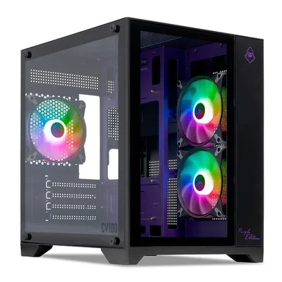 Gabinete Gamer Mancer Cv100 Purple Edition, Mid-tower, Lateral Vidro, 3 Fans, Preto Preto