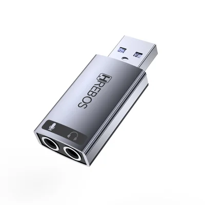 Audiosplit Usb X P2 + P3 Modelo Ad-258 – Adaptador De Áudio 3,5 Mm Cor Prata