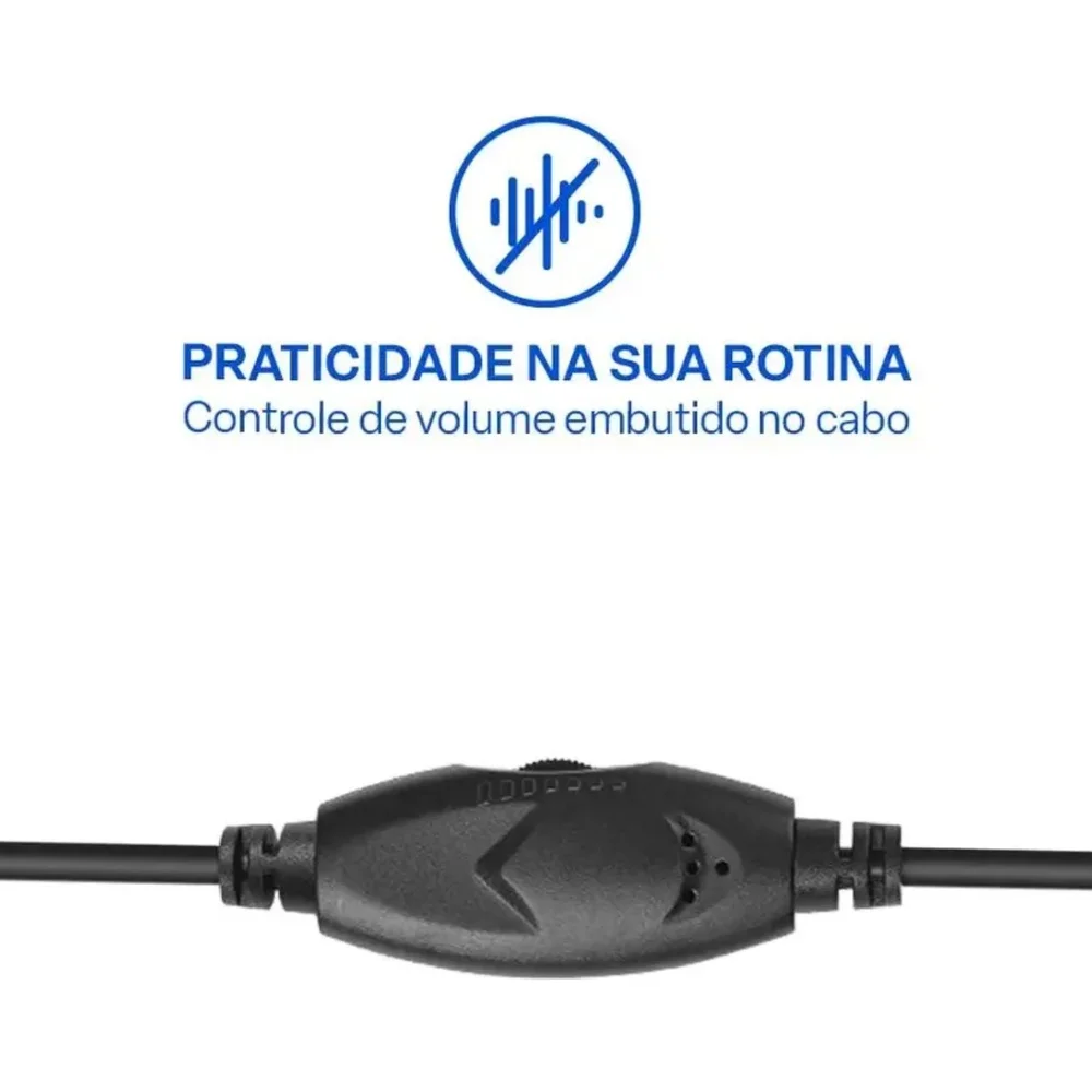 Imagem 3 de 4 do produto Headset Com Fio Hf250 Cabo De 150cm P3 Com Adaptador Usb Com Controle De Volume Integrado - Ph467