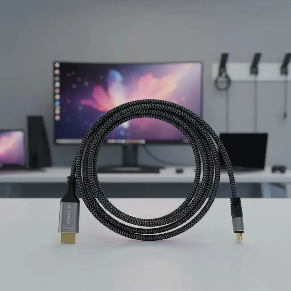 Imagem 2 de 5 do produto Cabo Usb-c Para HDMI 4k 60hz Ouro Thunderbolt3 De 1,80 Metro