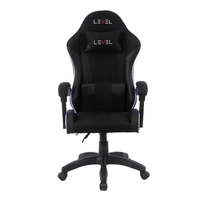 Cadeira Gamer Level, Com RGB, Reclinável, Suporta Até 100kg, Ergonômica, Com Ajuste De Altura, Apoios Lombar E Cervical, Preta - Lv-c01dn