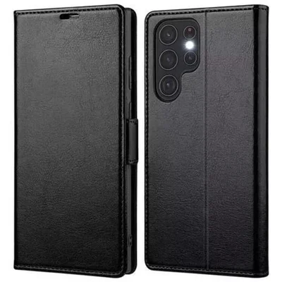 Capa Carteira Com Flip Preta Para Samsung Galaxy S24 Ultra