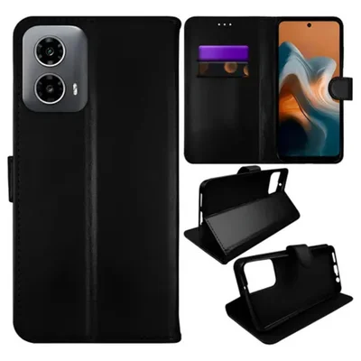 Capa Carteira Case Flip Preta Para Para Motorola Moto G34