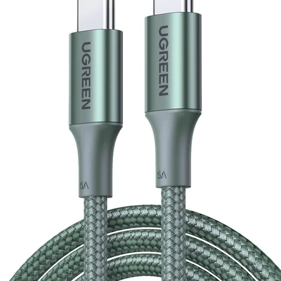 Cabo Usb Tipo C Ugreen 100w 20v 5a (2m, Verde) Compatível Iphone 17 16 15 Pro Max Plus Air Galaxy S25 S24 S23 Ultra Tab S11, Etc.