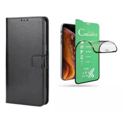 Kit Capa Capinha Carteira Para Moto G22 Flip + Pelicula De Ceramica 9d