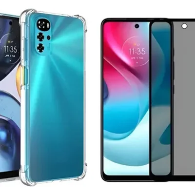 Kit Capa Transparente + Película Fosca Privacidade Para Motorola Moto G22