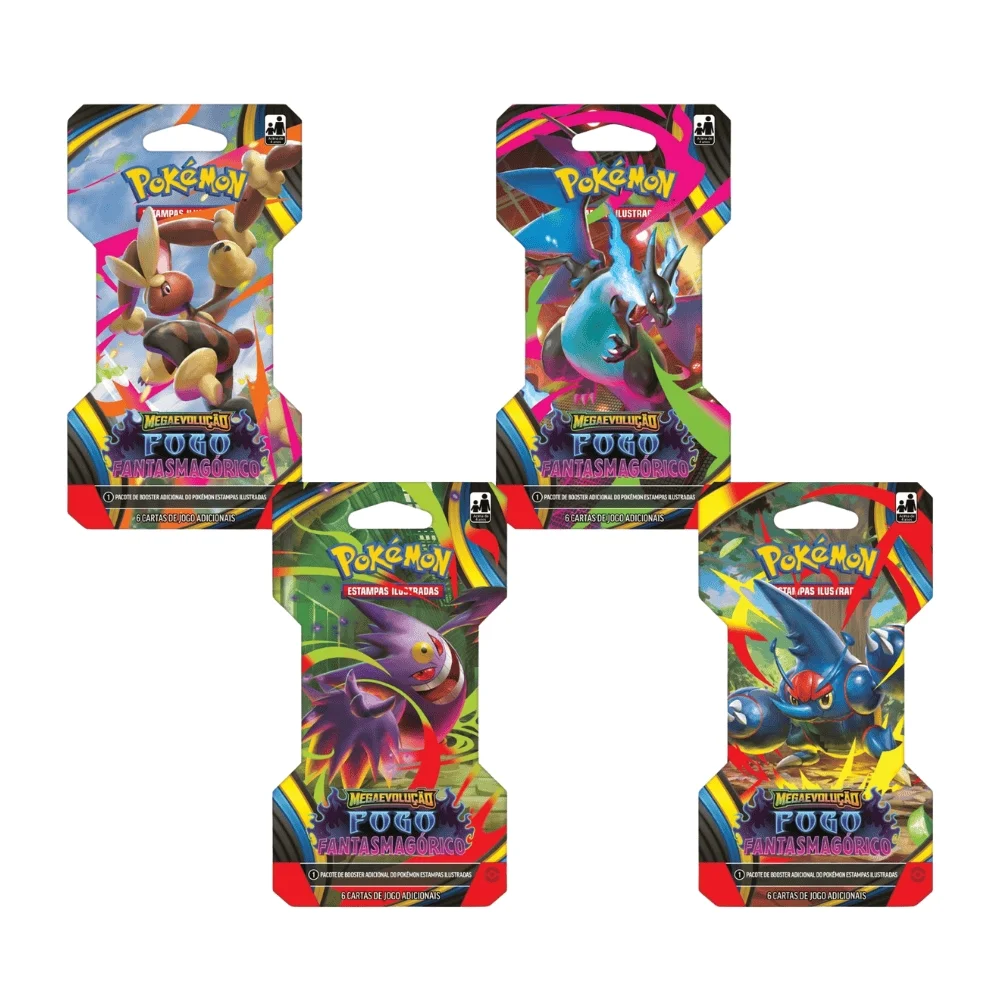 Pokémon Tcg - Blister Unitário Envelopes de Figurinhas Papel Premium - Mega Evolução - Fogo Fantasmagórico - 6 Cartas - Sortido