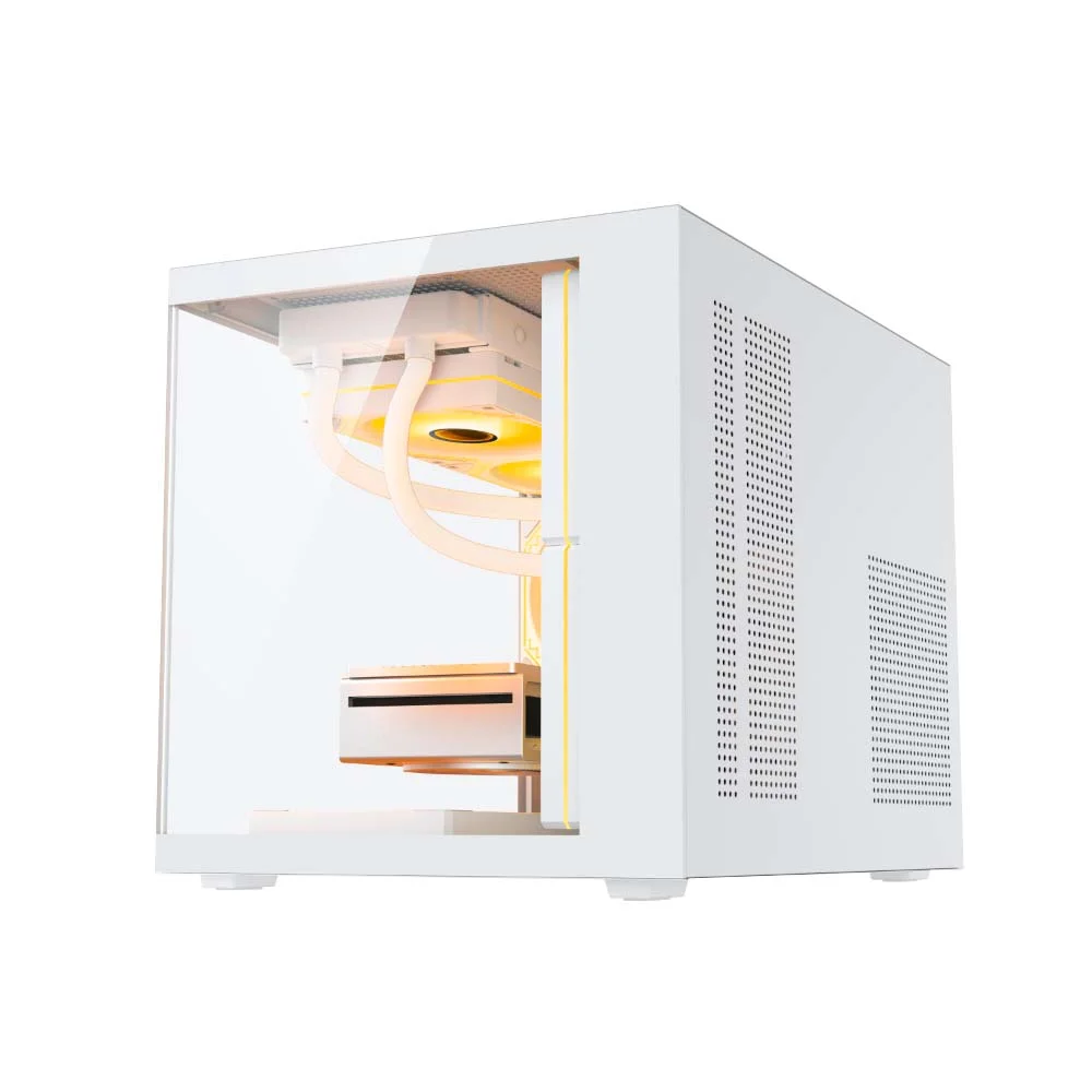 Gabinete Gamer Duex Aquario, Mid-tower, Lateral E Frontal De Vidro, Branco, Sem Fan - Dxga325wh U Unica Unica