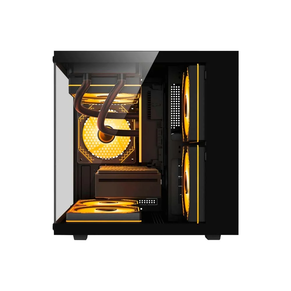 Gabinete Gamer Duex Aquario, Mid-tower, Lateral E Frontal De Vidro, Preto, 3x Fans ARGB - Dxga325bk