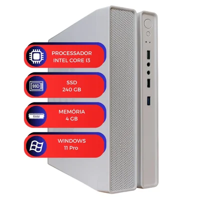 Computador Slimdesk Branco Multipc i3 4gb SSD 240GB Win 11