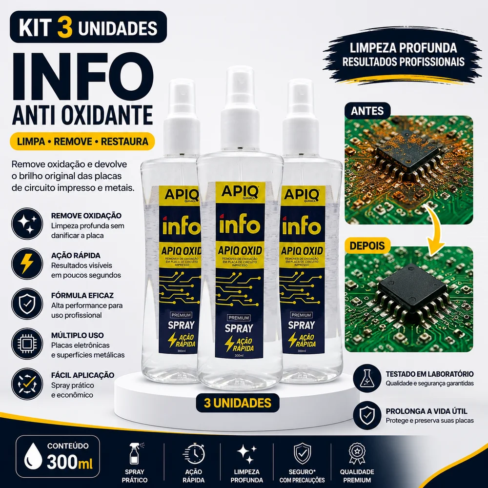 Imagem 2 de 5 do produto Spray Anti Oxidante Solução Para Placa Oxidadas Apiq Oxid 300ml Com 3 Unidades