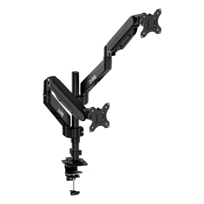 Suporte Articulado Clanm Cs24 Para 2 Monitores 13-32" Vesa 75x75 100x100 Com Pistão A Gás Preto