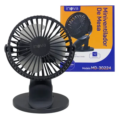 Mini Ventilador Portátil 3 Velocidades Base Com Presilha Cor Preto