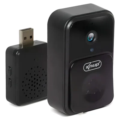 Campainha C/ Câmera Wifi Sem Fio Inteligente Ca203 - Knup Preto