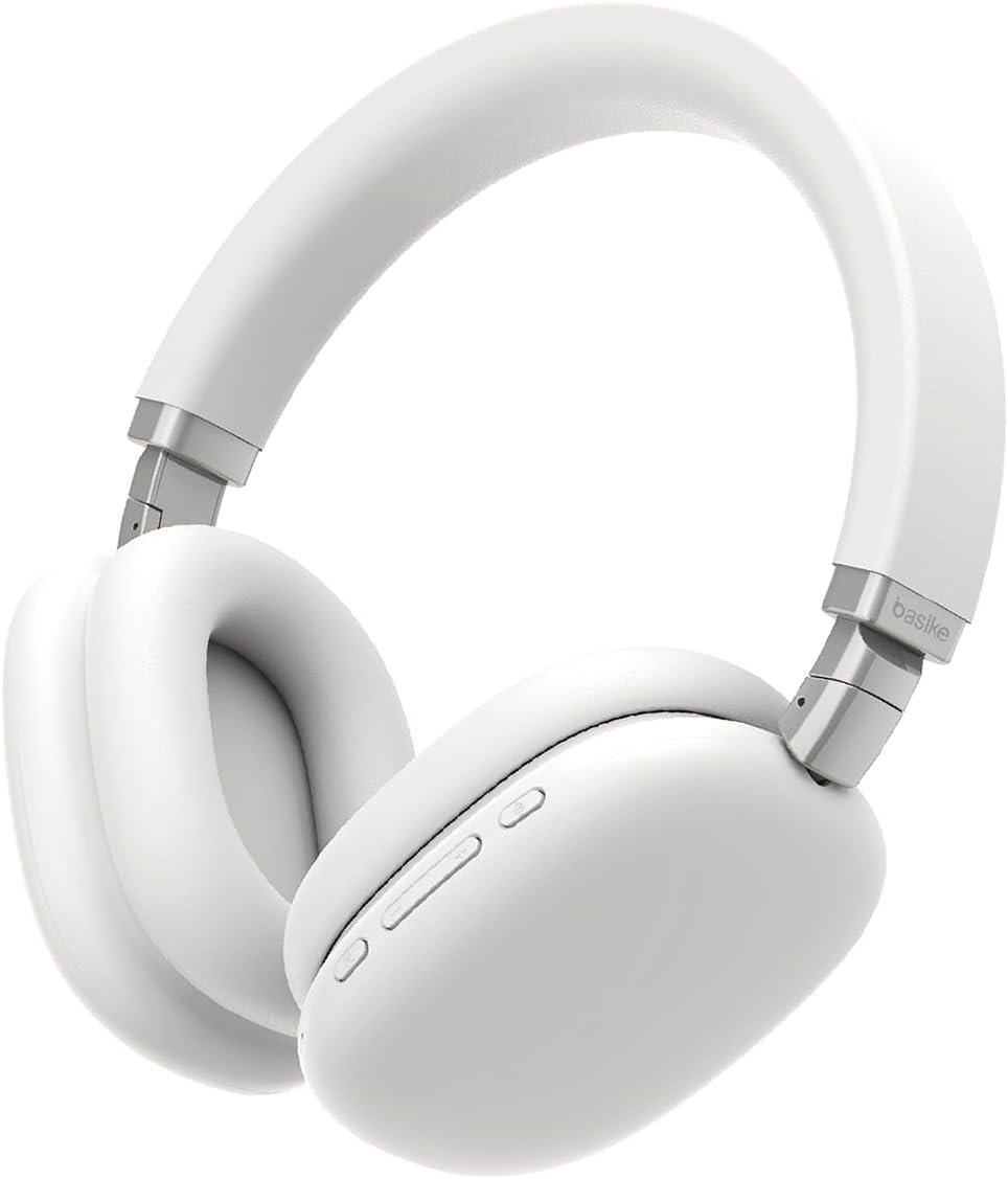 Basike Fones De Ouvido Sem Fio, Headphone Bluetooth On-ear Com Microfone, Anc Cancelamento Do Ruído, Até 50 Horas De Música, Hq001b (branco)
