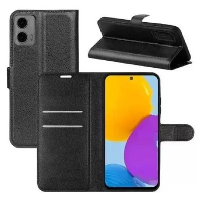 Capa Capinha Carteira Estojo Preta Para Moto G73 Case Flip