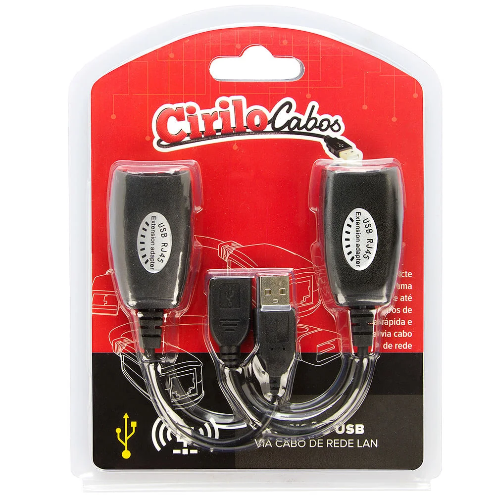 Imagem 2 de 4 do produto Extensão Usb Via Cabo De Rede Lan 45m - Cirilo Cabos