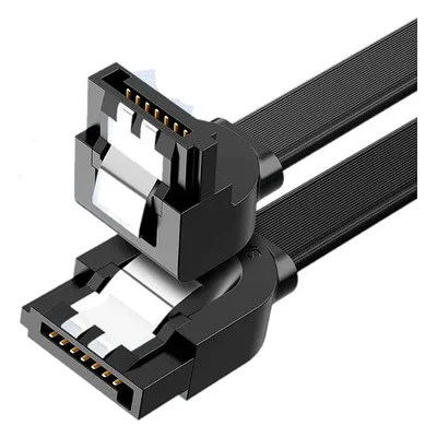 Kit 2 Unid Cabo Sata Iii 6gb/s 90° Preto Com Trava – Conexão Estável Para Hd E SSD
