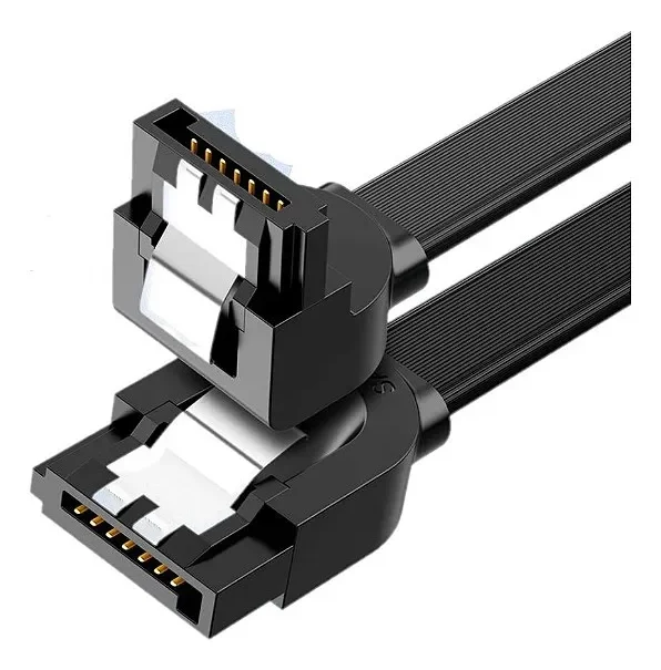 Kit 2 Unid Cabo Sata Iii 6gb/s 90° Preto Com Trava – Conexão Estável Para Hd E SSD Kit 2 Unid Cabo Sata Iii 6gb/s 90° Preto Com Trava – Conexão Estável Para Hd E SSD