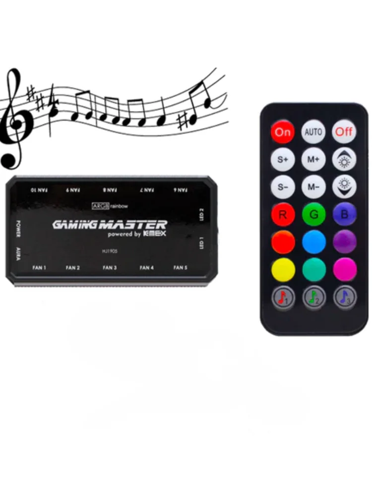 Controladora ARGB K-mex 6 Pinos Para Cooler Para LED Com Controle Remoto E Efeito Rítmico 4