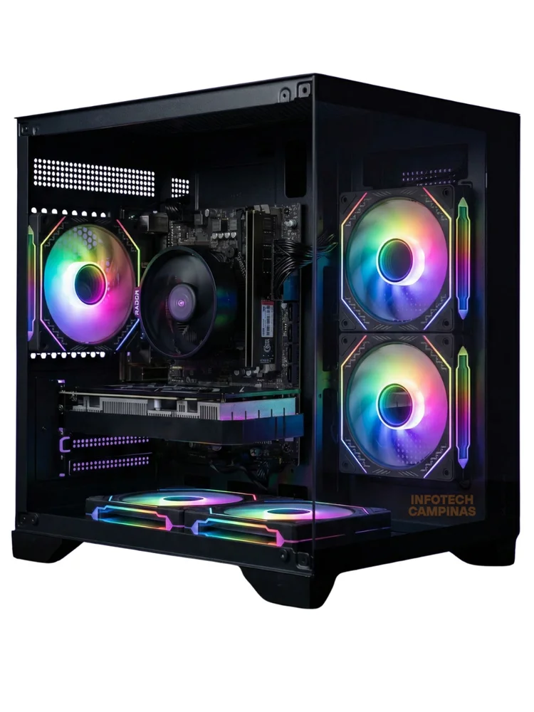 PC Gamer Aquario Preto | Ryzen 5 5500 | Radeon Rx 7600 8GB | 16gb Ram | SSD Nvme 500gb | WINDOWS 11 Pro