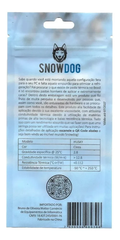 Pasta Térmica Snowdog Husky 3g + Limpeza 5