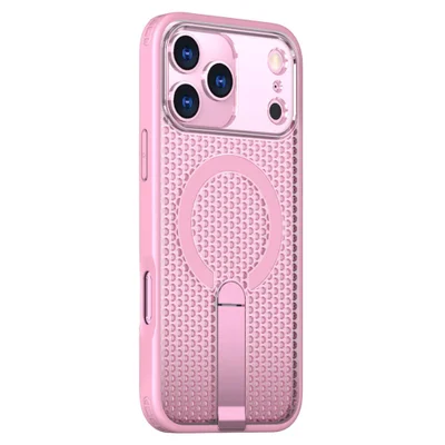 Capa Protetora Magnética para o iPhone 17 Pro Max - Magsafe Compatível, Anti-Aquecimento, Suporte Integrado e Carregamento por Aproximação | Cor: Rosa