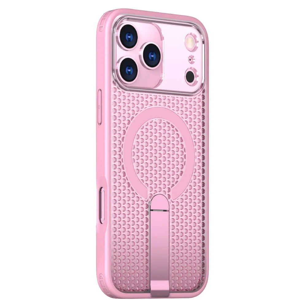 Capa Protetora Magnética para o iPhone 17 Pro Max - Magsafe Compatível, Anti-Aquecimento, Suporte Integrado e Carregamento por Aproximação | Cor: Rosa