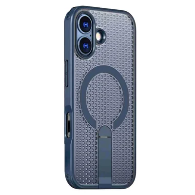 Capa Protetora Magnética para o iPhone 17 - Compatível com Magsafe, Anti-Aquecimento, Suporte Integrado e Carregamento por Aproximação | Cor: Azul
