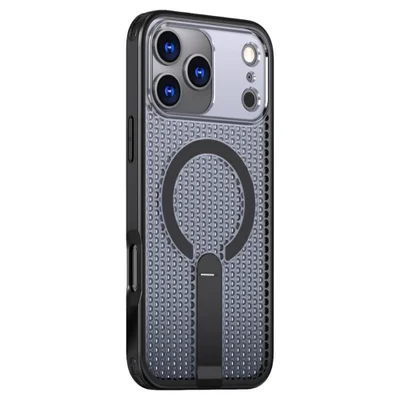 Capa Protetora Magnética para o iPhone 17 Pro - Magsafe Compatível, Anti-Aquecimento, Suporte Integrado e Carregamento por Aproximação | Cor: Preto