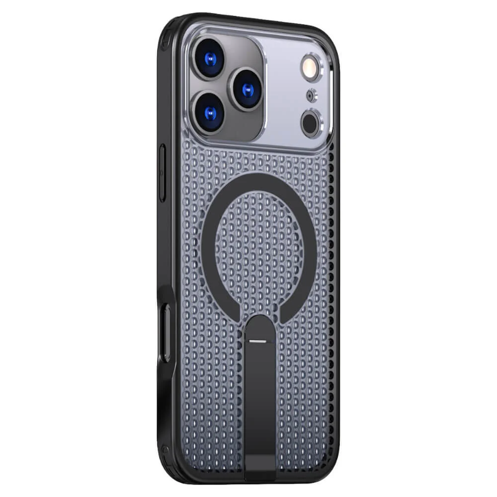 Capa Protetora Magnética para iPhone 17 Pro Max - Magsafe Compatível, Anti-Aquecimento, Suporte Integrado e Carregamento por Aproximação | Cor: Preto