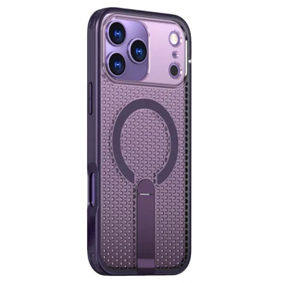 Capa Protetora Magnética para o iPhone 17 Pro - Magsafe Compatível, Anti-Aquecimento, Suporte Integrado e Carregamento por Aproximação | Cor: Roxo