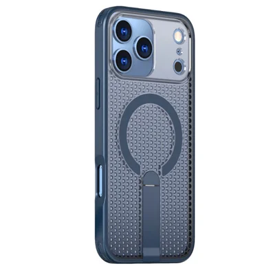 Capa Protetora Magnética para o iPhone 17 Pro - Magsafe Compatível, Anti-Aquecimento, Suporte Integrado e Carregamento por Aproximação | Cor: Azul