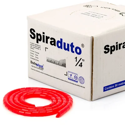 Organizador De Fios E Cabos Espiral 1/4 Vermelho 1 Metro 1 Mt