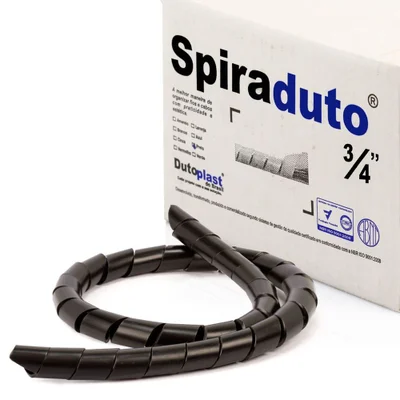 Organizador De Fios E Cabos Espiral 3/4 Preto 5 Metros Preto 5 Mt