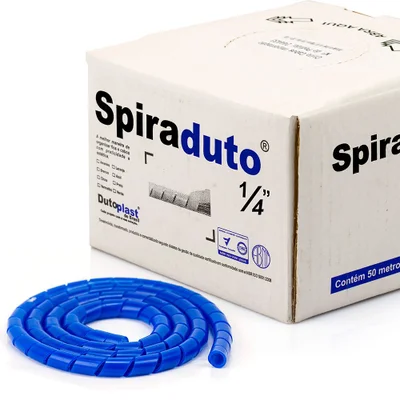 Organizador De Fios E Cabos Espiral 1/4 Azul 1 Metro 1 Mt