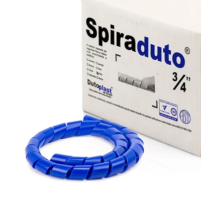Organizador De Fios E Cabos Espiral 3/4 Azul 5 Metros 5 Mt