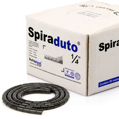 Organizador De Fios E Cabos Espiral 1/4 Preto 1 Metro Preto 1 Mt