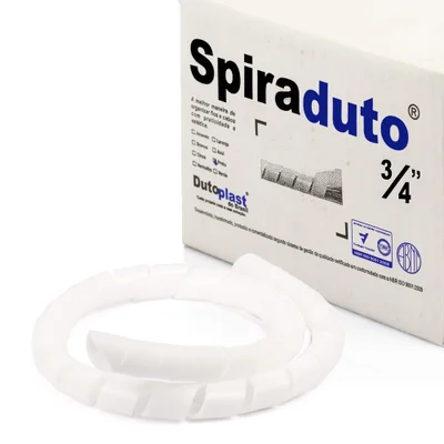 Organizador De Fios E Cabos Espiral 3/4 Branco 1 Metro Branco 1 Mt