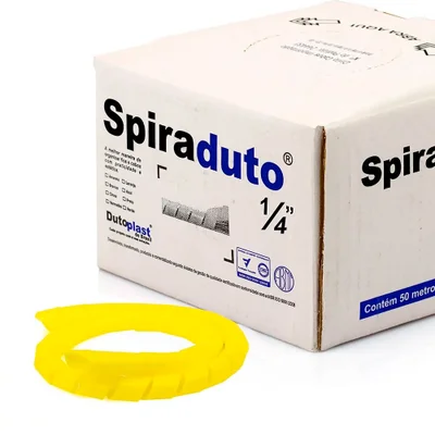 Organizador De Fios E Cabos Espiral 1/4 Amarelo 1 Metro 1 Mt