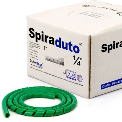 Organizador De Fios E Cabos Espiral 1/4 Verde 1 Metro 1 Mt